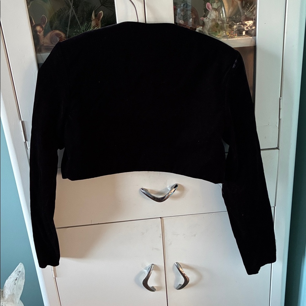 Jessica McClintock sz S Vintage Black Velvet Jacket euc - Picture 5 of 5